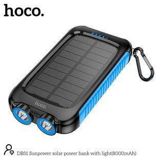 Внешний аккумулятор Hoco Sunpower solar power bank with light DB51 8000mAh |2USB/1Type-C, 2A| 99081 фото