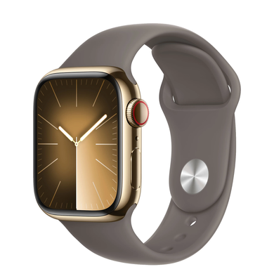 Apple Watch Series 9 GPS + Cellular 41mm Gold Stainless Steel Case with Clay Sport Band - S/M (MRJ53) 4476 фото