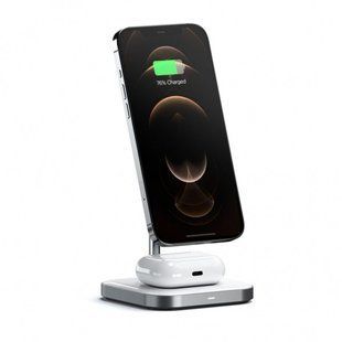 Беспроводное зарядное устройство Satechi Aluminum 2 in 1 Magnetic Wireless Charging Stand Space Grey (ST-WMCS2M) 20247 фото