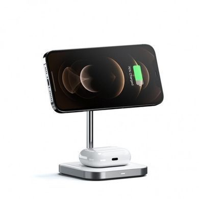Бездротовий зарядний пристрій Satechi Aluminum 2 in 1 Magnetic Wireless Charging Stand Space Grey (ST-WMCS2M) 20247 фото