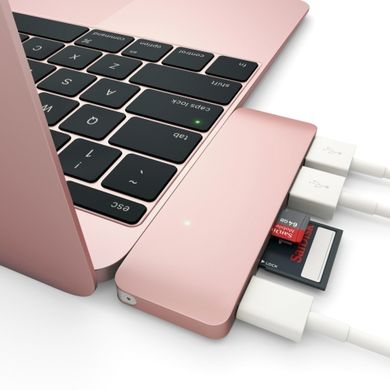 Адаптер Satechi Type-C USB 3.0 Passthrough Hub Rose Gold (ST-TCUPR) 1494 фото