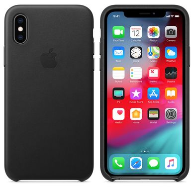 Чехол кожанный Apple iPhone XS Leather Case (MRWM2) Black