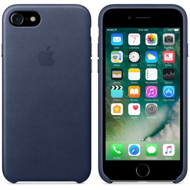 Чохол Apple Leather Case Midnight Blue (MQH82) для iPhone 8/7 969 фото