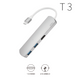 Переходник MacBook WIWU Adapter T3 USB-C / HDMI+2xUSB3.0 сірий 2190 фото 2