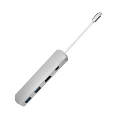 Адаптер WIWU T3 Plus для Macbook USB-C / 2xUSB3.0, HDMI, USB-C серебристый