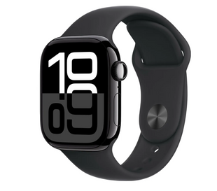 Apple Watch Series 10 GPS 42mm Jet Black Aluminum Case with Black Sport Band - S/M (MWWE3)