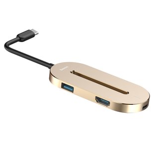 Адаптер Baseus O HUB Type-C (HDMI + Type-C + USB 3.0) Gold (CABOOK-0V) 1600 фото