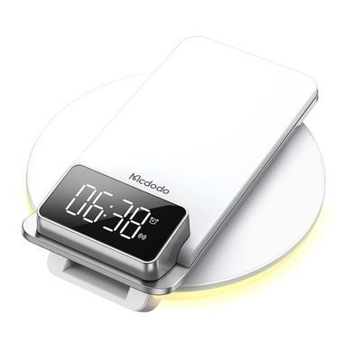 Беспроводное зарядное устройство Mcdodo [CH-1610] Desktop Wireless Charger with Alarm & Night Lamp 15W 20202 фото