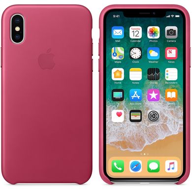 Чохол шкіряний Apple iPhone X Leather Case (MQTJ2) Pink Fuchsia 1281 фото