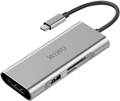 Адаптер WIWU Apollo A731TH 7 в 1 (USB-C + 3xUSB3.0 + SD + Micro SD + HDMI) Сірий