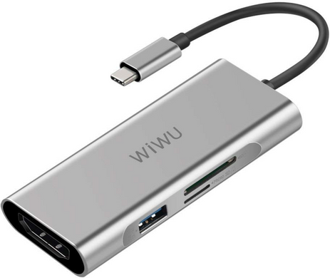 Адаптер WIWU Apollo A731TH 7 в 1 (USB-C + 3xUSB3.0 + SD + Micro SD + HDMI) Серый 2193 фото