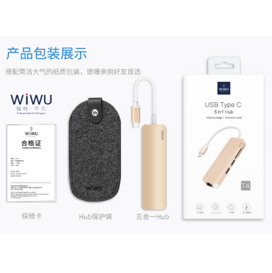 WIWU хаб T4 USB-C на RJ45 + SD + micro SD + 2xUSB3.0 сірий 2194 фото