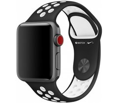 Ремінець Nike+ Apple Watch 38/40 mm Black/White Nike Sport Band (High Copy) 2306 фото