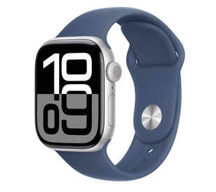 Apple Watch Series 10 GPS 42mm Silver Aluminum Case with Denim Sport Band - S/M (MWWA3)