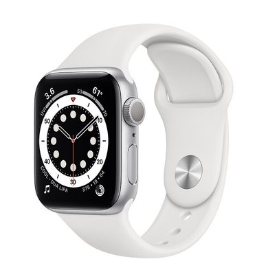 Apple Watch Series 6 40mm Silver Aluminum Case with White Sport Band (MG283) 3748 фото