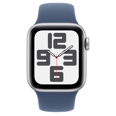 Apple Watch SE 2 2024 GPS 44mm Silver Aluminum Case with Denim Sport Band - M/L (MXER3)