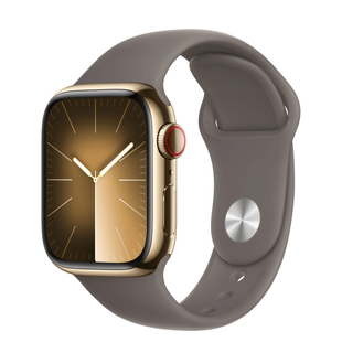 Apple Watch Series 9 GPS + Cellular 45mm Gold Stainless Steel Case with Clay Sport Band - M/L (MRMT3) 4484 фото
