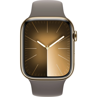 Apple Watch Series 9 GPS + Cellular 45mm Gold Stainless Steel Case with Clay Sport Band - M/L (MRMT3) 4484 фото