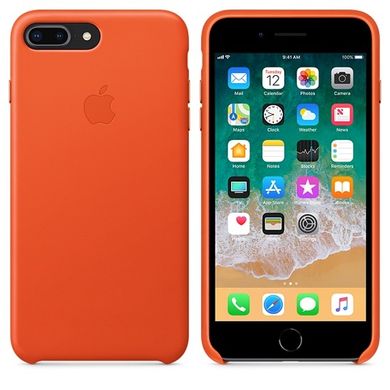 Кожаный чехол Apple Leather Case Bright Orange (MRGD2) для iPhone 8 Plus / 7 Plus 1858 фото