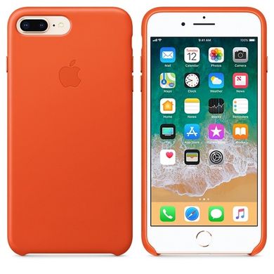 Кожаный чехол Apple Leather Case Bright Orange (MRGD2) для iPhone 8 Plus / 7 Plus 1858 фото