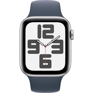 Apple Watch SE 2 GPS 40mm Silver Aluminum Case with Storm Blue Sport Band - S/M (MRE13) 4250 фото