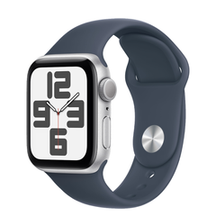 Apple Watch SE 2 GPS 40mm Silver Aluminum Case with Storm Blue Sport Band - M/L (MRE23) 4251 фото