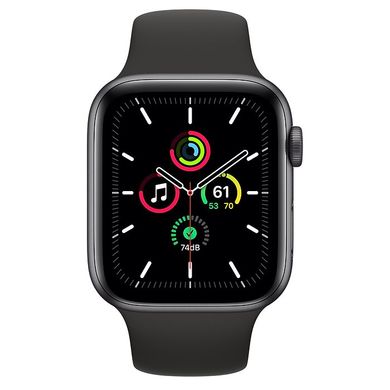 Apple Watch SE 44mm Space Gray Aluminum Case with Black Sport Band (MYDT2) 3765 фото