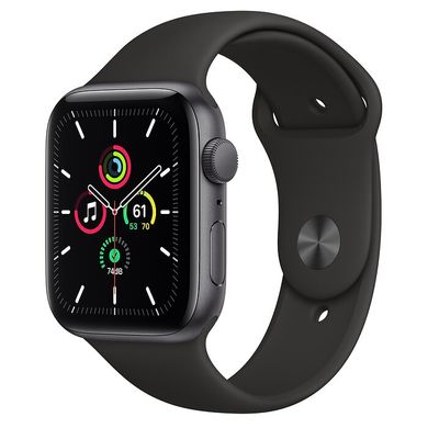 Apple Watch SE 44mm Space Gray Aluminum Case with Black Sport Band (MYDT2) 3765 фото