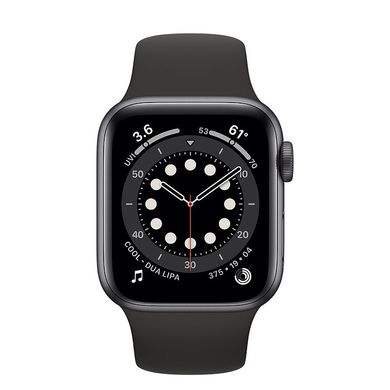 Apple Watch Series 6 44mm Space Gray Aluminum Case with Black Sport Band (M00H3) 3751 фото