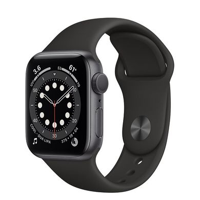 Apple Watch Series 6 44mm Space Gray Aluminum Case with Black Sport Band (M00H3) 3751 фото
