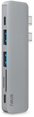Адаптер WIWU T8 USB-C to micro SD + HDMI+2xType-C+SD+2xUSB3.0 Gray 2701 фото