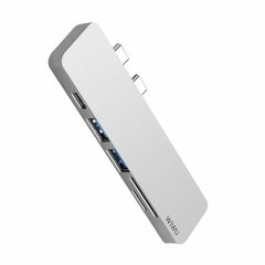 Адаптер WIWU T8 Lite 2*USB, Type-C, SDHC, MicroSD HC Gray