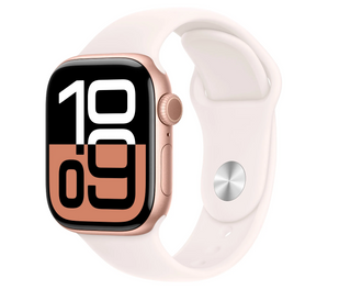 Apple Watch Series 10 GPS 42mm Rose Gold Aluminum Case with Light Blush Sport Band - S/M (MWWH3)