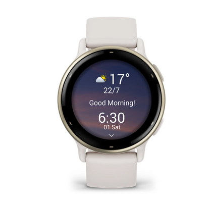 Смарт-годинник Garmin vivoactive 5 Cream Gold Aluminum Bezel with Ivory Case and Silicone Band (010-02862-11)