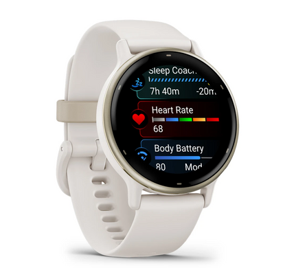 Смарт-годинник Garmin vivoactive 5 Cream Gold Aluminum Bezel with Ivory Case and Silicone Band (010-02862-11)