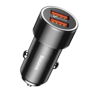 Автозарядка BASEUS Small Screw Dual-USB Quick Charger 36 W (BLACK) (CAXLD-B01) 2248 фото