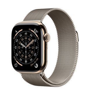 Apple Watch Series 11 GPS + Cellular 46mm Gold Titanium Case with Natural Milanese Loop - S/M (MFC34+MGJ24)