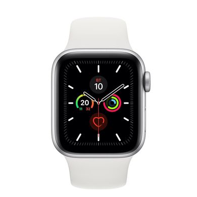 Apple Watch Series 5 (GPS) 40mm Silver Aluminum Case with White Sport Band (MWV62) 3477 фото