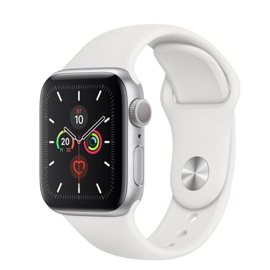 Apple Watch Series 5 (GPS) 40mm Silver Aluminum Case with White Sport Band (MWV62) 3477 фото
