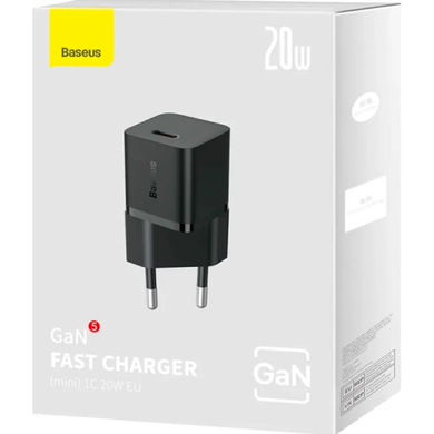 Сетевое зарядное устройство для Baseus GaN5 1C 20W Black (CCGN050101) 20038 фото