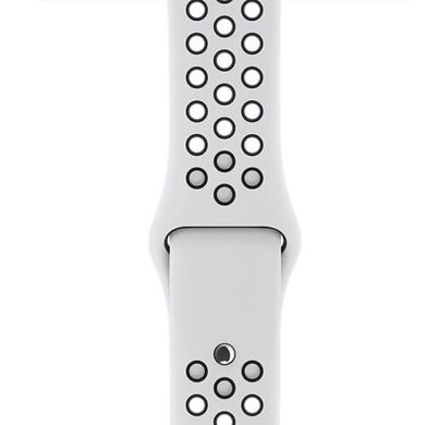 Ремешок Nike+ Apple Watch 42/44mm Pure Platinum/Black Nike Sport Band (High Copy) 2315 фото