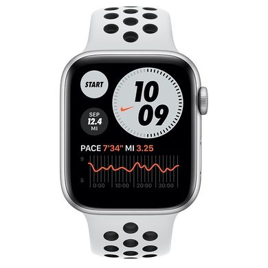 Apple Watch Nike Series 6 GPS 44mm Silver Aluminum Case w. Pure Platinum/Black Nike Sport B. (MG293) 3758 фото