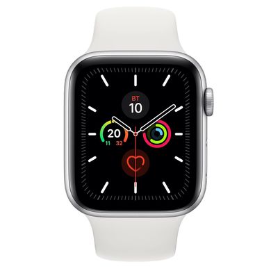 Apple Watch Series 5 (GPS) 44mm Silver Aluminum Case with White Sport Band (MWVD2) 3480 фото