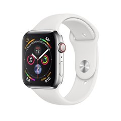 Apple Watch Series 4 (GPS+LTE) 44mm Stainless Steel Case with White Sport Band (MTV22) 2073 фото