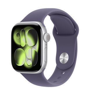 Apple Watch Series 11 GPS 46mm Silver Aluminum Case with Purple Fog Sport Band - M/L (MEVA4)