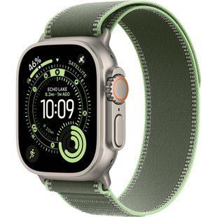 Apple Watch Ultra 3 GPS + Cellular 49mm Natural Titanium Case with Green/Neon Trail Loop - S/M (MF1V4+MFT44)
