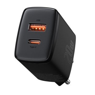 Сетевое зарядное устройство Baseus Compact Quick Charger U+C 20W Black (CCXJ-B01) 02100 фото