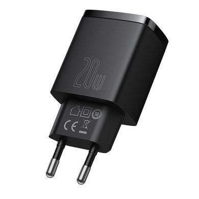 Мережевий зарядний пристрій Baseus Compact Quick Charger U+C 20W Black (CCXJ-B01) 02100 фото