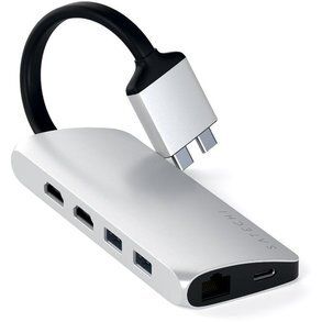 Переходник Satechi Adapter Dual USB-C to 2xUSB3.0+2xHDMI+USB-C+RJ45+SD Silver (ST-TCDMMAS) 3685 фото