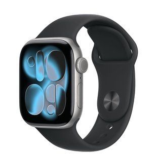 Apple Watch Series 11 GPS + Cellular 42mm Space Gray Aluminum Case with Black Sport Band - M/L (MF8C4)